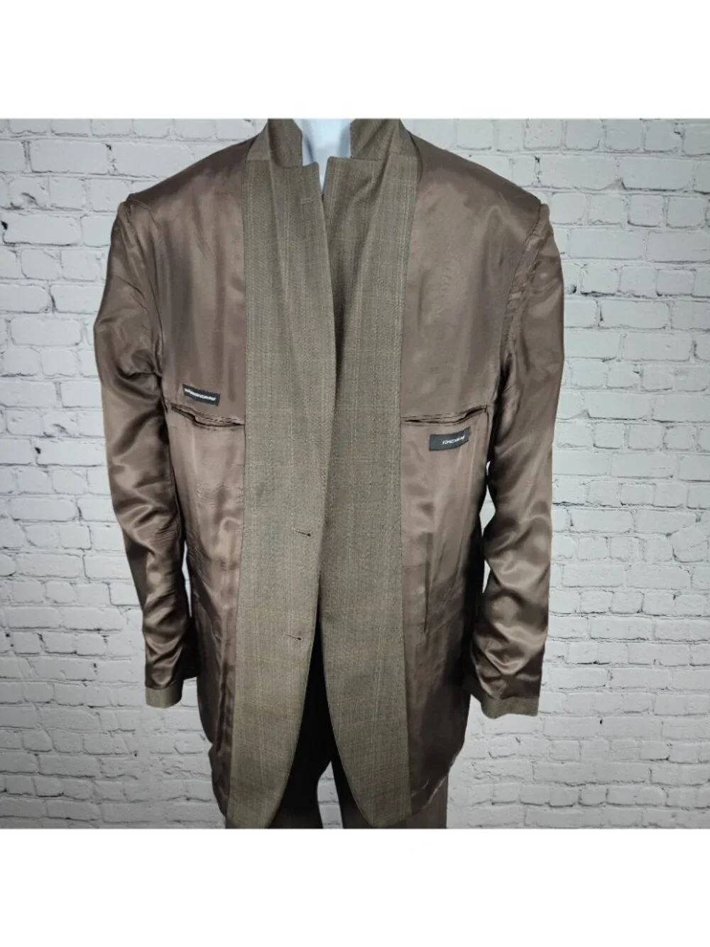 Jones New York Brown 100% Wool Full Suit 2 Piece Set 2 Button Notch 40L 35x30